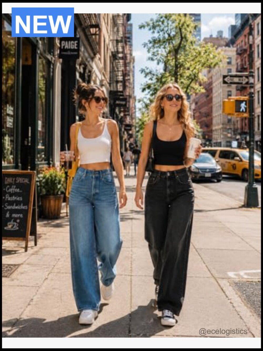 High Waisted Baggy Jeans Stretchy Wide Leg Tummy Control Straight Leg Denim - Picture 4 of 6